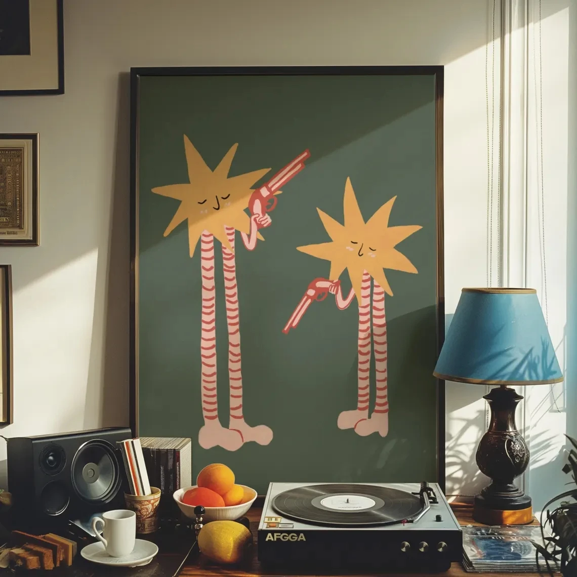 Shooting Stars Canvas Prints Funny Wall Art Whimsical Star Illustration Picture Mid Century Modern Decor Abstract Poster Artwork