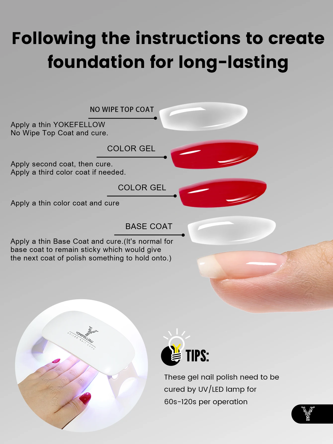 Esmalte de uñas de Gel YOKEFELLOW, capa Base de 10ml, sin limpiar, capa superior, Kits mate de larga duración para barnices de Gel semipermanentes profesionales