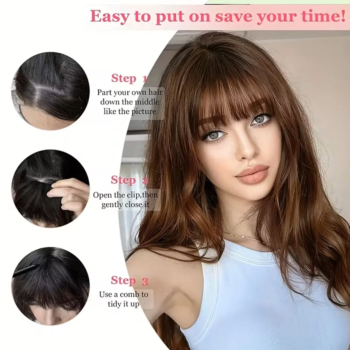 Wispy الفرنسية الإنسان الانفجارات كليب على الانفجارات الهوائية الخفيفة للنساء الاستخدام اليومي الأسود والبني والبورغ والأشقر اللون الانفجارات وصلات شعر