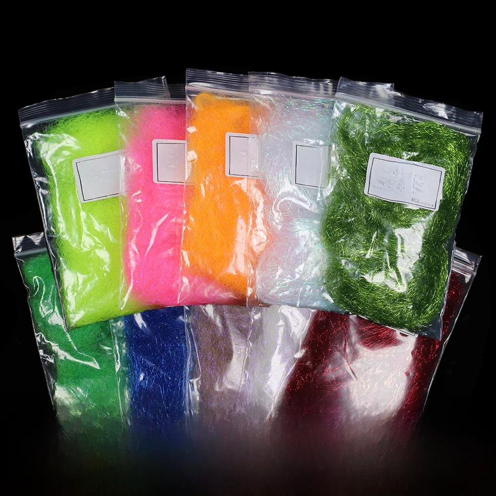 Wifreo 8cm Long Fly Tying Ice Dubbing Material Syntetyczne włókna iskrowe dla nimfy Scuds Ice Fish Thin Ice Wing Fly Tying Material — zdjęcie 2