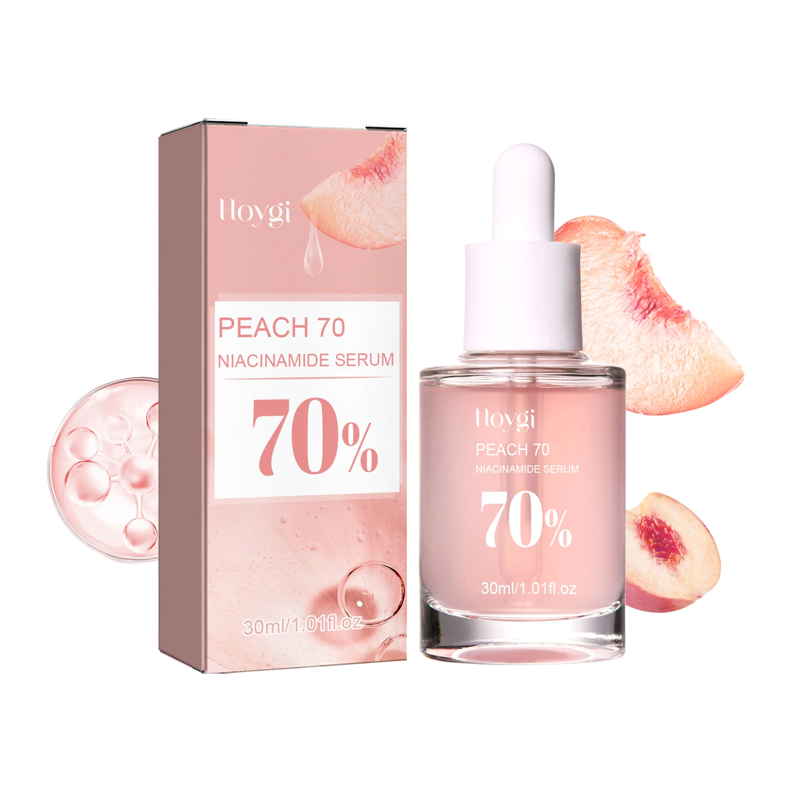 Hoygi Peach 70% Niacinamide Essence Moisturizing Firming Pores Facial Skin Care 30ml Beauty Products Brightening Hydrating Serum