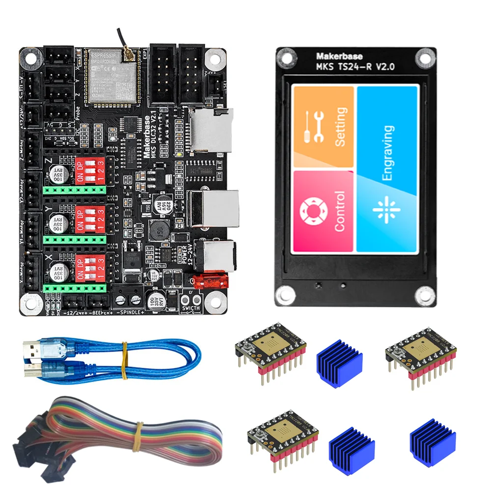 MKS-controlador Wifi para máquina de grabado láser CNC, DLC32 v2, 32bits, GRBL, sin conexión, pantalla LCD, TS35-R, CNC3018 MAX PRO