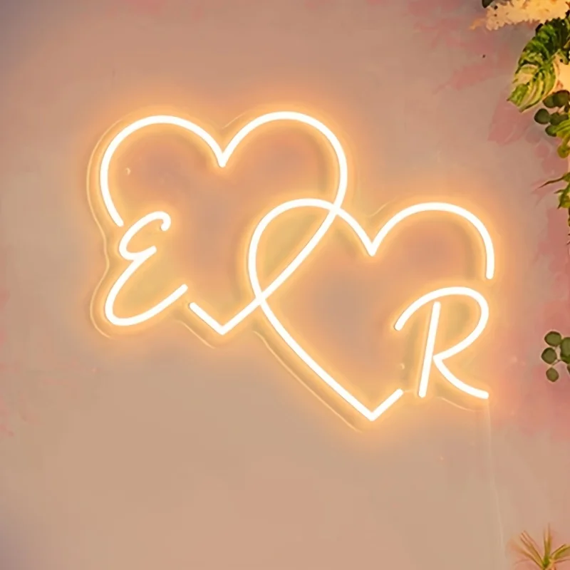 

Customized Initial LED Neon Lights, Personalized Wall Art Lamps for Brides and Grooms, with Adjustable Brightness