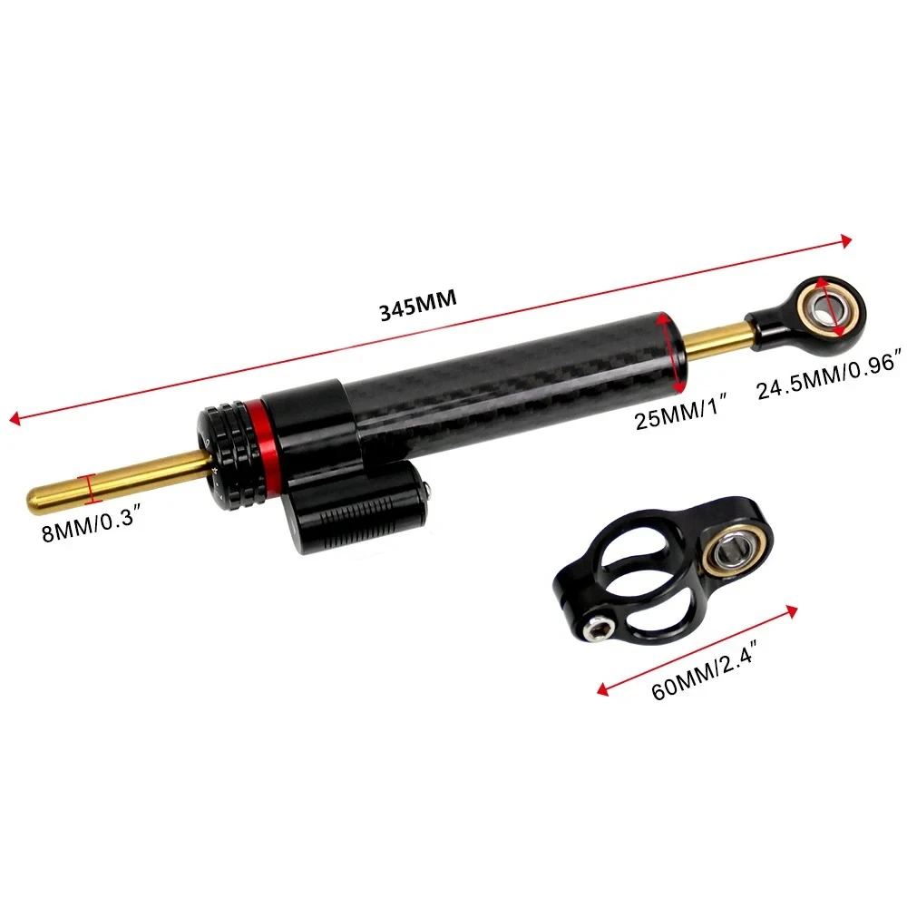 345MM Motorcycle Aluminum Universal Adjustable Stabilizer Steering Damper for Yamaha Honda Kawasaki Suzuki Ducati Triumph BMW