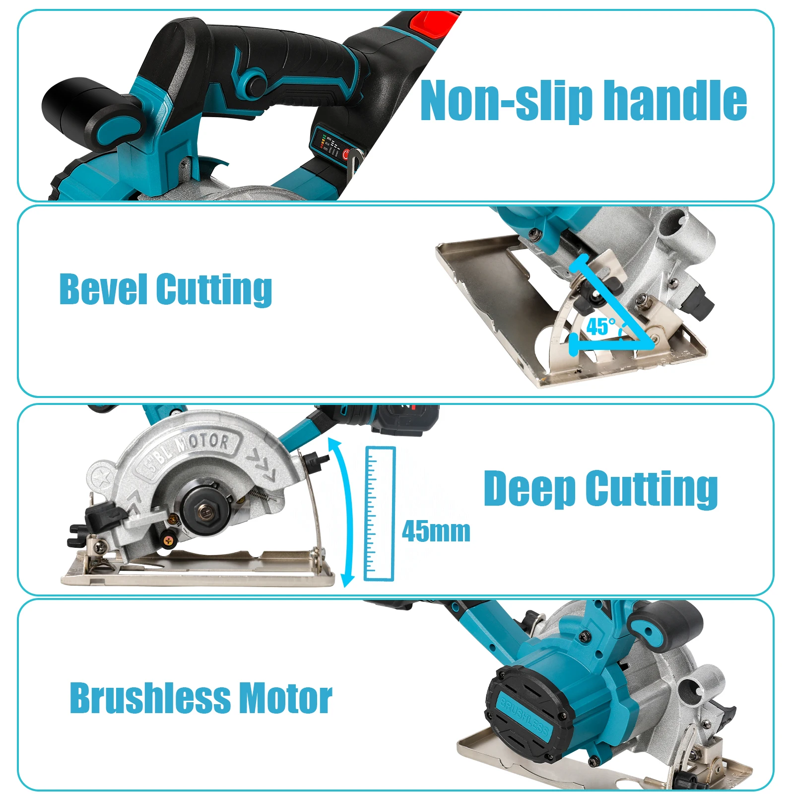 5 Zoll 125mm Akku-Kreissäge Holzbearbeitungswerkzeug Elektrisches Backwerkzeug für Makita 18V Akku – Detail 3