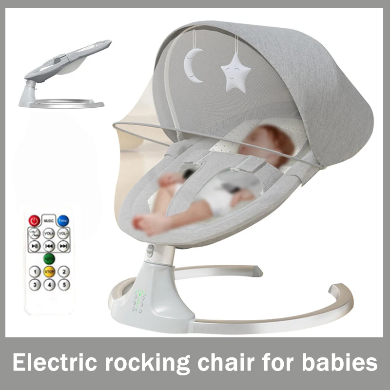 Luxury Rocking Baby Bed Electric Swing Recliner Baby Auto Swing Chair Five-point Belt With Remote Control