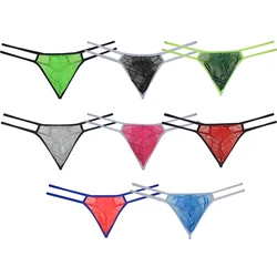 Bikini de encaje seductor para hombre, Tanga, ropa interior tentación, diseño de Micro cuerdas, bolsa delgada Sissy y estilo Hipster