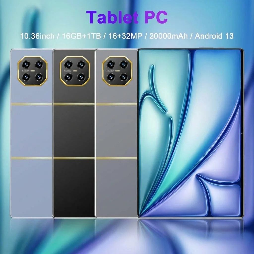 Tableta con 16 GB de RAM, 1 TB de ROM, pantalla de 10,36 pulgadas, Android 13, 5G, batería de 20000 mAh, Bluetooth, procesador de 14 núcleos, WIFI, funciones de oficina, GPS y pantalla HD, con teclado.