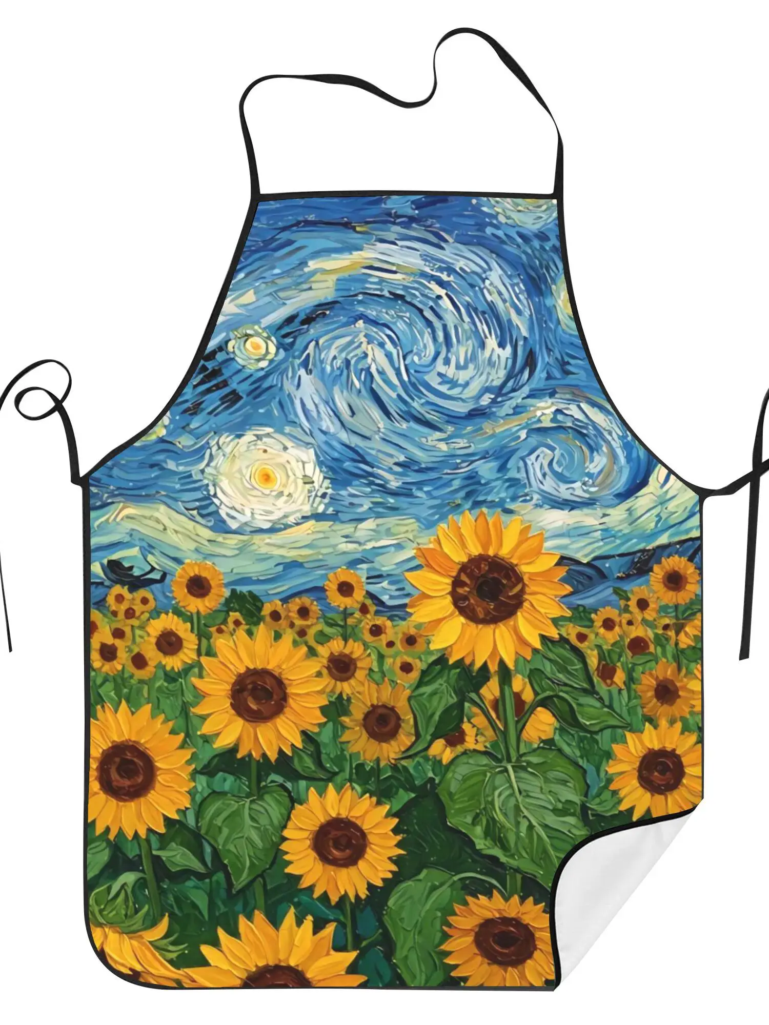 

Фартук в стиле ретро с изображением подсолнухов и звездной ночи Ван Гога, 1 шт., унисекс, подходит для рукоделия, выпечки, рисования, уборки, приготовления пищи, для поваров, официантов, кафе, барбекю, 21,7×28,7 дюймов, идеальный праздничный подарок для с
