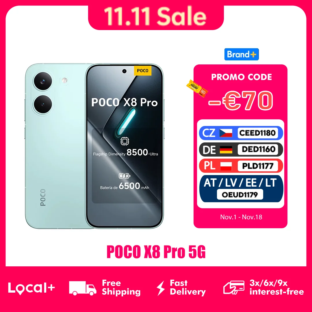 POCO X8 Pro 5G 8GB 256GB 12GB 512GB NFC 6500mAh akkumulátorral rendelkező mobiltelefon