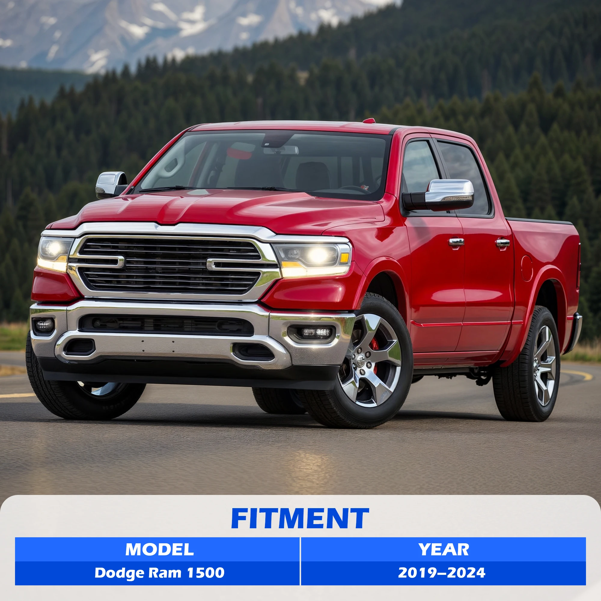 الكروم الصلب غطاء المصد الأمامي قضيب الوجه ل 2019 2020 2021 2022 2023 2024 دودج رام 1500 لاقط سبليت نمط