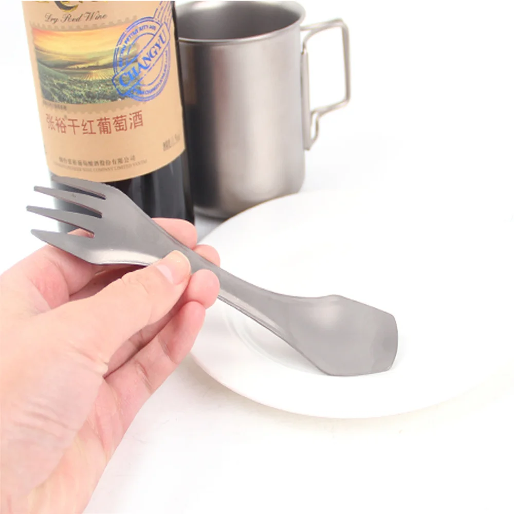 Lightweight Camping Utensil Eco-Friendly 3 in 1 Fork and Spoon For Backpacking Titanium Spork