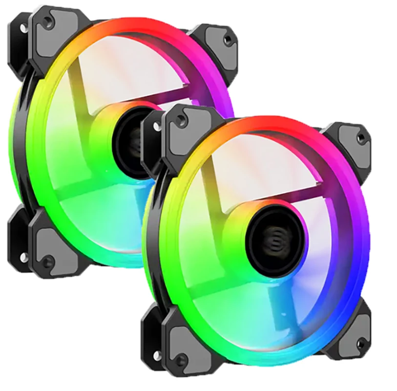 Kit 2 Fans Cooler Pc Gamer Led Rgb 120mm Fan Cabinet