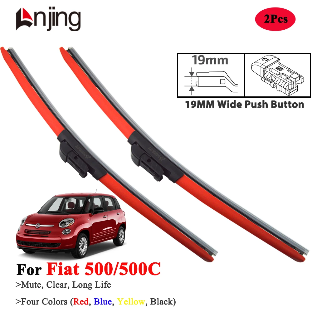 

LNJING Colorful Wiper Blades For Fiat 500 500C 2007-Now