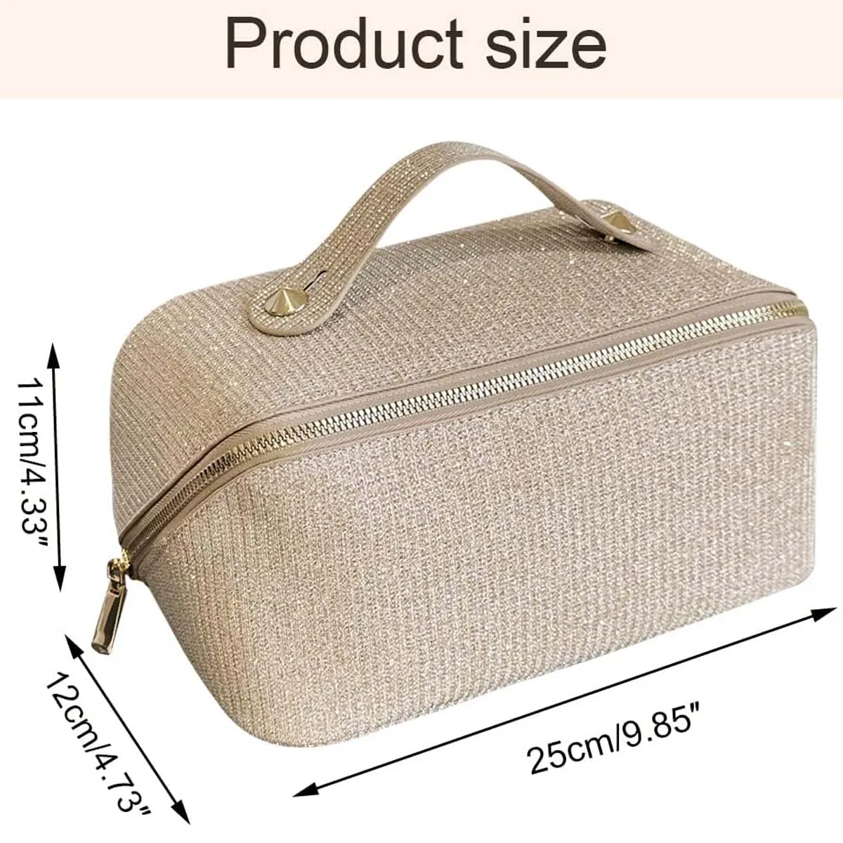 YANZAI Large-capacity Makeup Bag PU Leather Portable Travel Wash Cosmetic Bag Toiletries Organizer Female Storage Handheld Box