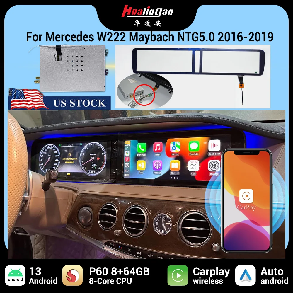 Hualingan Android adapter for Mercedes S class W222 ntg5.0 2014-2018 Apple CarPlay Android Auto YouTube music video in motion