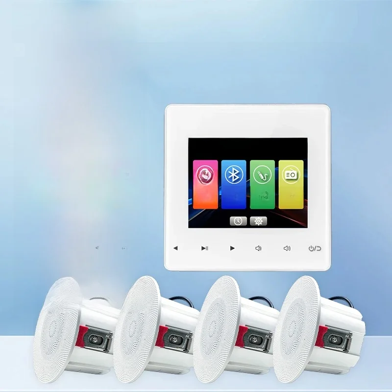 Home cinéma système de musique de fond audio dans le mur amplificateur de puissance lecteur bluetooth son TF AUX panneau de commande haut-parleurs de plafond