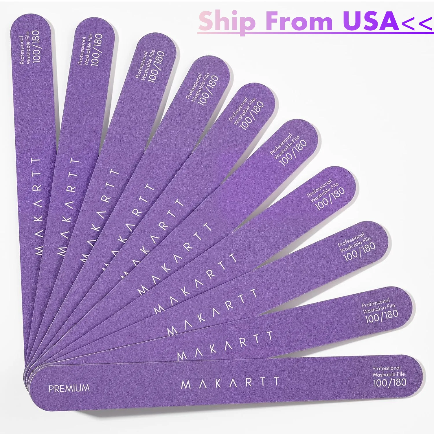 مبرد أظافر ماكارت - 100/180 ألواح صنفرة حبيبة للأظافر، 10 قطع من مبرد أظافر احترافي مزدوج الجوانب لأظافر الأكريليك الطبيعي #2