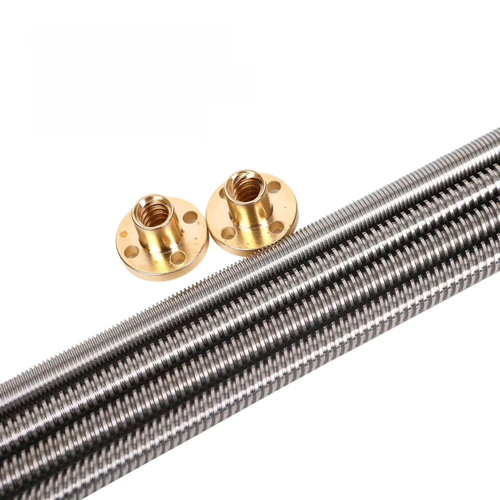 Drukarka 3D T8 śruba pociągowa OD 8mm podziałka 2mm ołów 2mm/8mm 200mm 250mm 300mm 350mm 400mm 450mm 500mm z nakrętką do Reprap — zdjęcie produktu 7