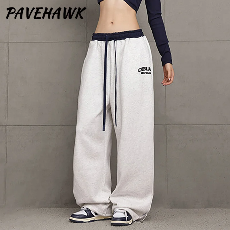 Women Y2K Wide Leg Pant Streetwear Hip Hop Dance Casual Drawstring Sweatpants Pockets Loose Sports Classic Baggy Track Pants