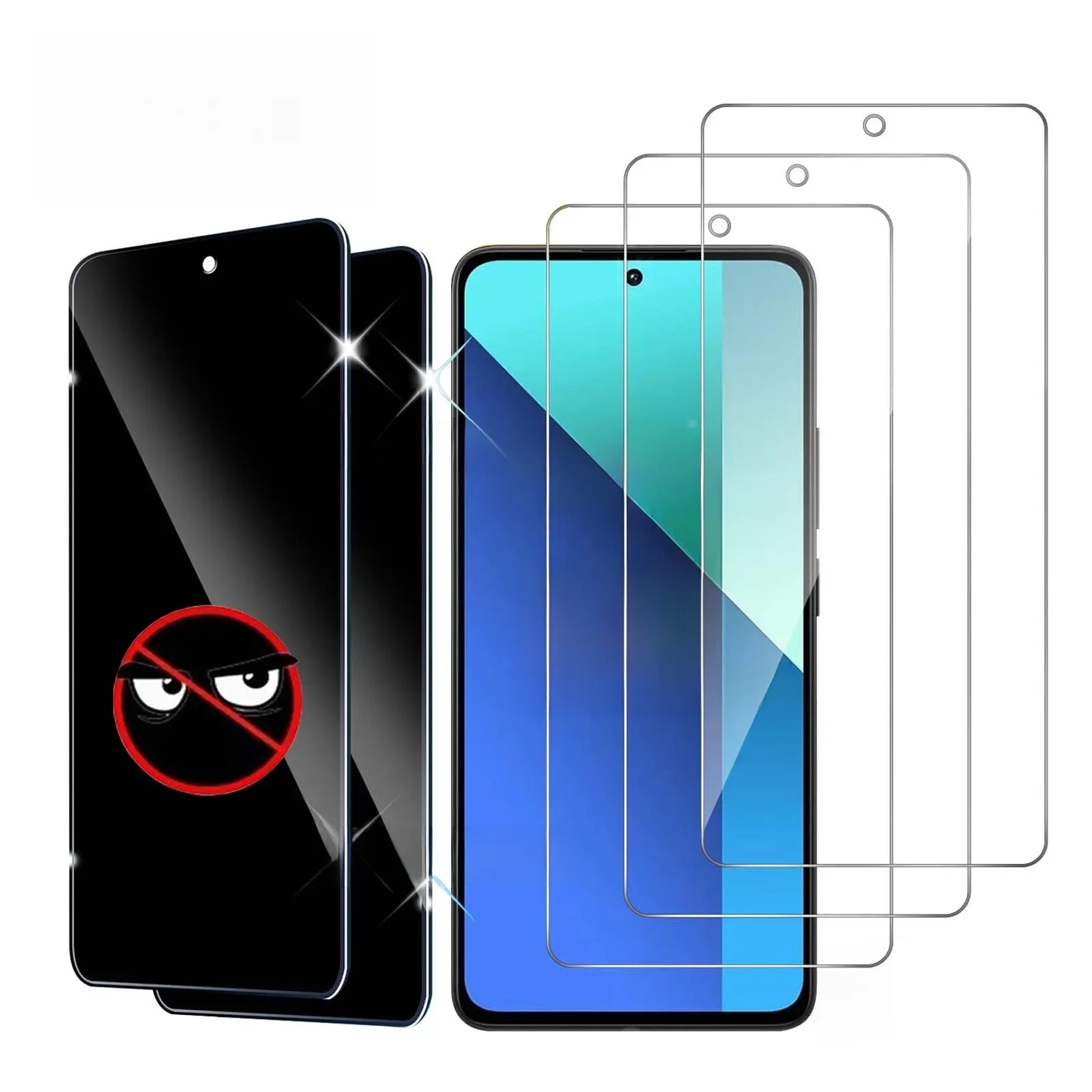 Für Redmi Note 13 Pro Displayschutzfolie 4G 5G gehärtetes Glas HD kristallklar Anti Spy Peep Privatsphäre 9H hohes Aluminium