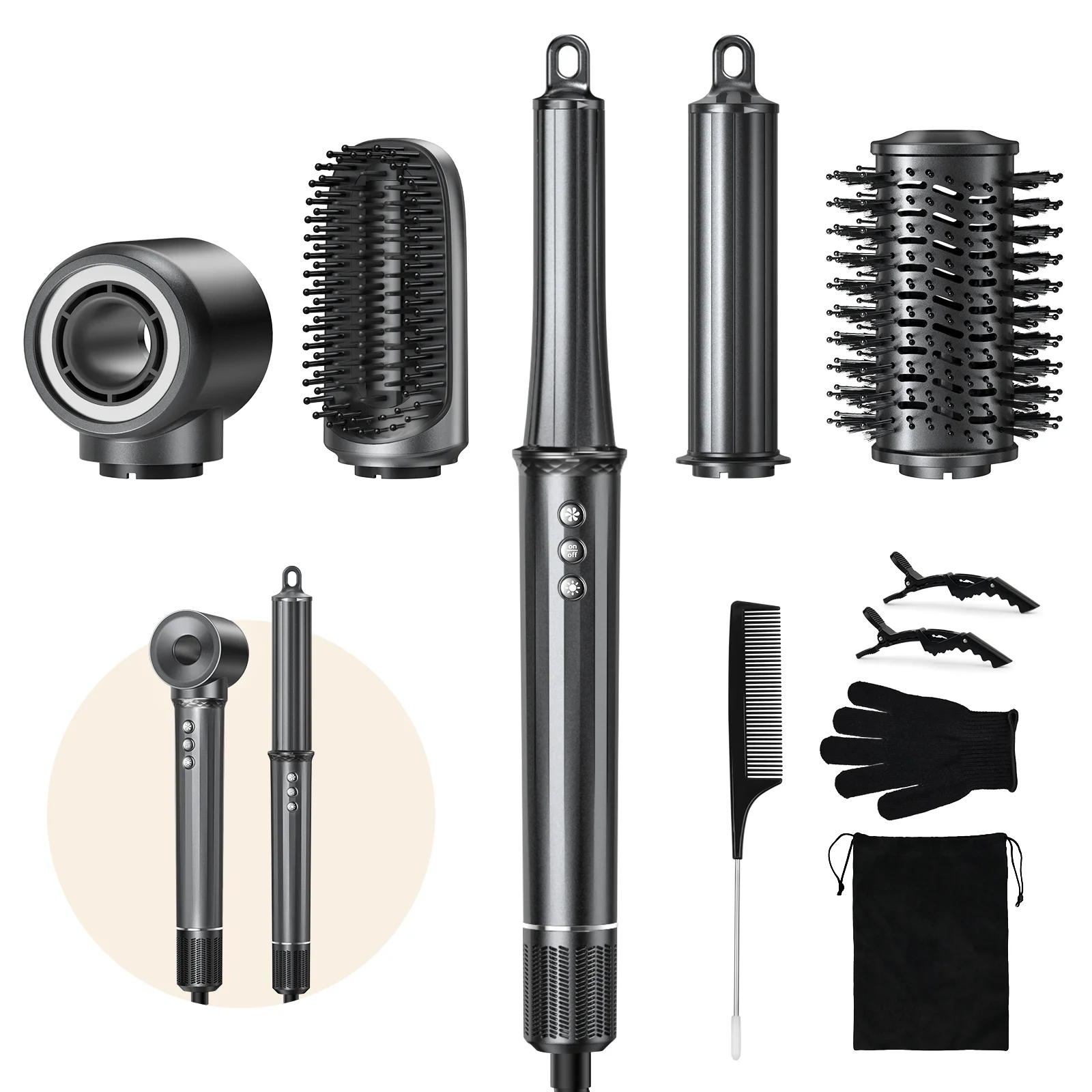 5-in-1 Air Styler Bigoudi Automatische Haardroger Negatieve Ion Coanda Technologie Haarstylingtool Volumizer Stijltang voor alle haartypes Cadeau voor vrouwen