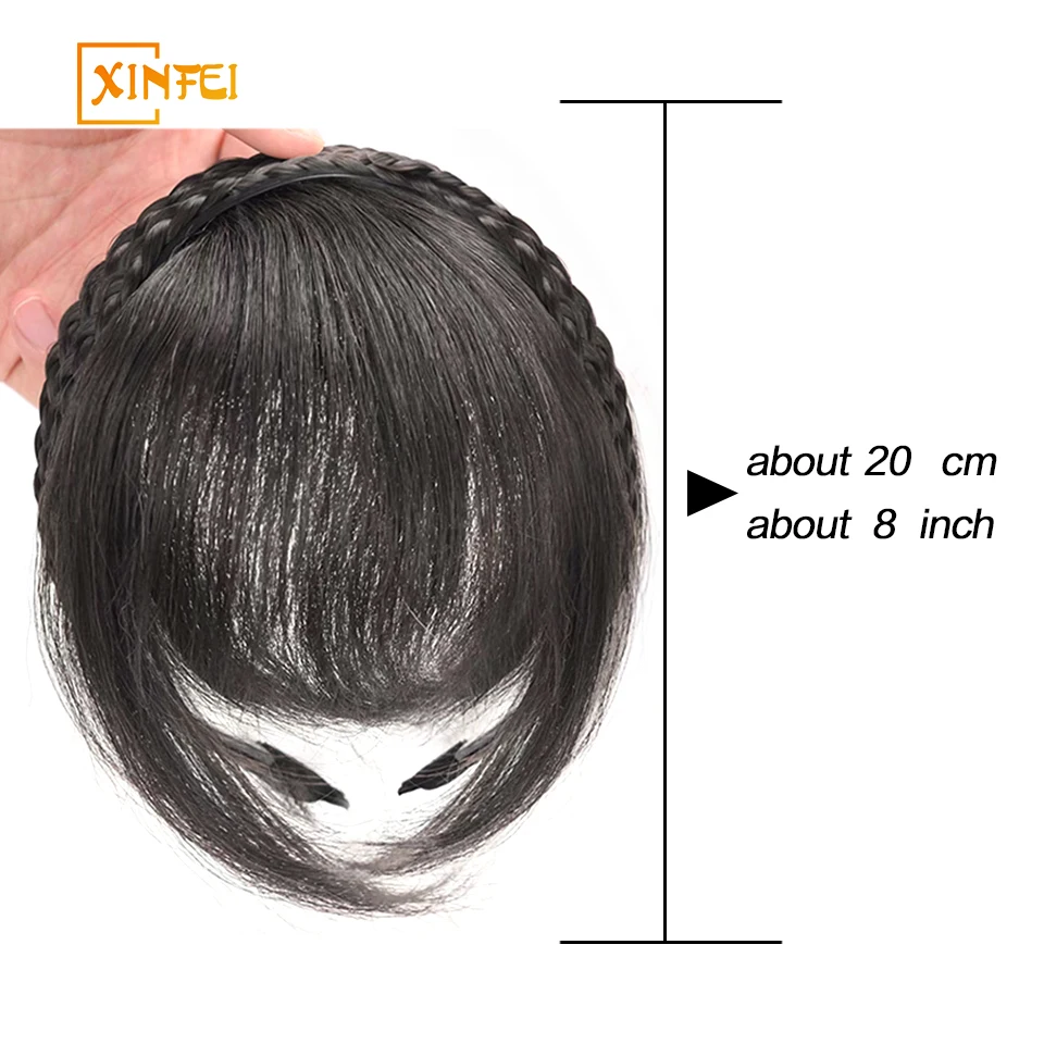 XINFEI  Synthetic Wig Female Braided Hair Hairband French Bangs One-piece Increase the amount of hair on the top of the head