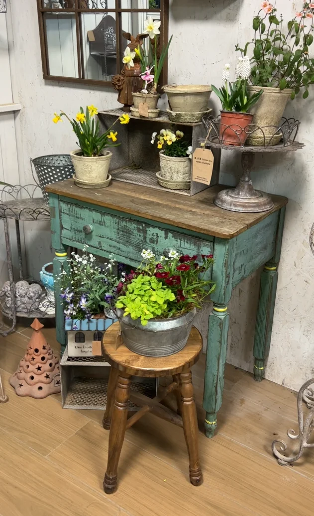 Rustic Wooden Garden Table With Drawer, Vintage Distressed Side Table, Reclaimed Wood Console Table, Farmhouse Decor