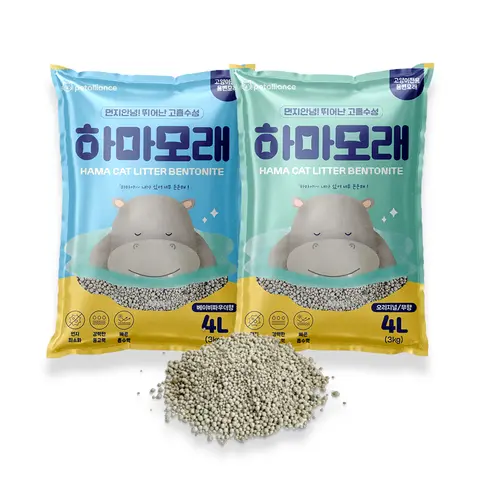 하마 벤토나이트모래4L 고양이모래 캣모래 냥이모래 응고형 먼지없는모래