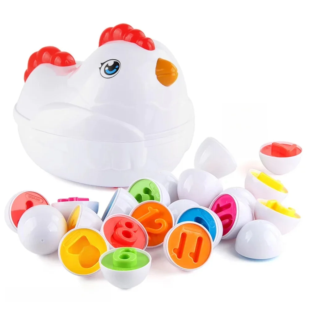 Jouets sensoriels Montessori pour bébé, 12 œufs assortis, œufs de pâques, couleurs de poulet, trieur de formes, jouet éducatif d'apprentissage pour enfants, cadeaux