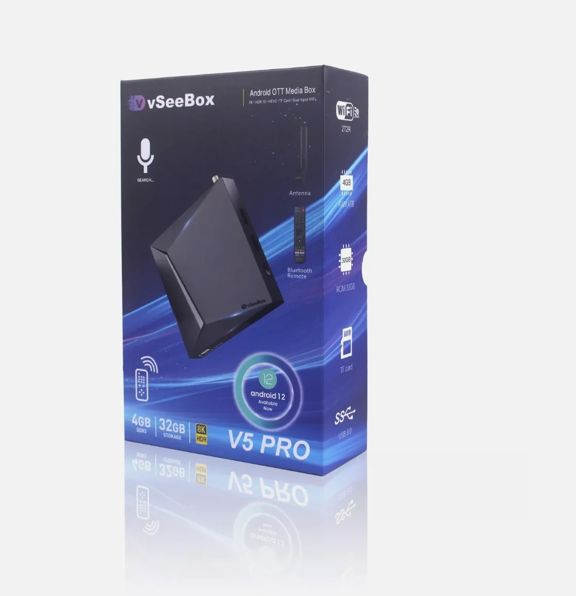 Offerta scontata Aliexpress Acquista 2 Ricevi 1 gratis per il 100% originale Vseebox V5 pro 8K HDR Android 12 4GB 32GB TV Box con telecomando vocale