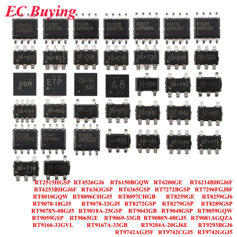 1-50Pcs RT2515HGSP RT4526GJ6 RT6150BGQW RT6200GE RT6214BHGJ6F RT6253BHGJ6F RT6363GSP RT6365GSP RT7272BGSP RT7296FGJ8F RT8010GQW