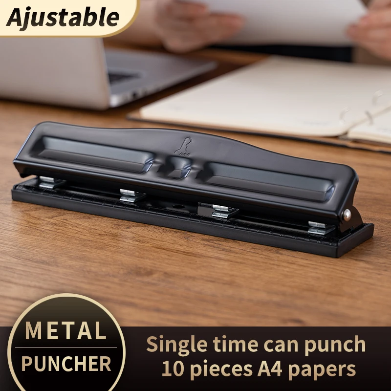 Customized Metal Painting Cover 3/4 Hole Puncher For A4 planner,Black Metal 4 Rings Round Holes Puncher For Binder, Paper Punch