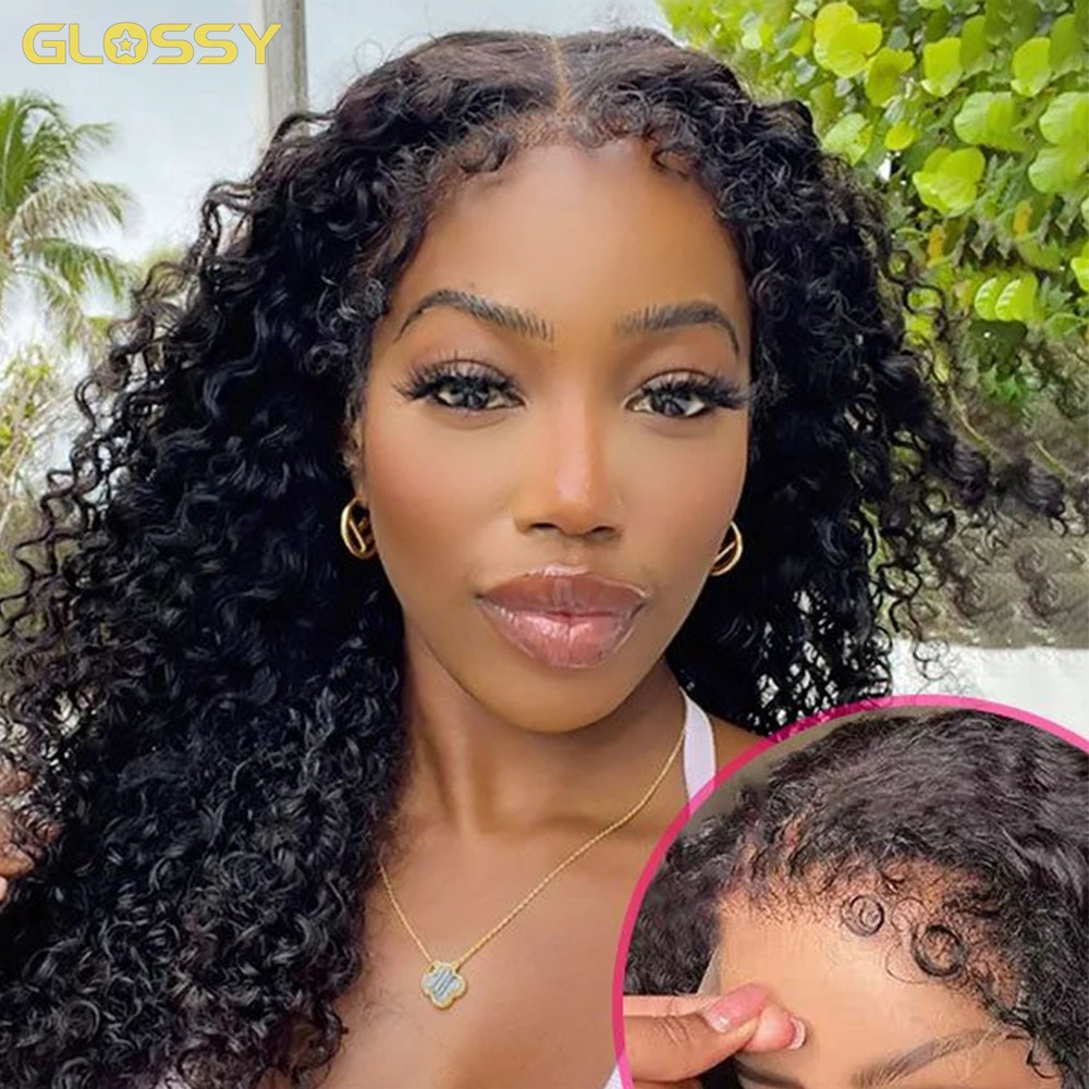 Kinky Curly Wig Human Hair Glueless Deep Wave Frontal Wig On Sale 13x6 4x4 Hd 4c Edges Natutal Lace Front Wigs For Women 30 Inch