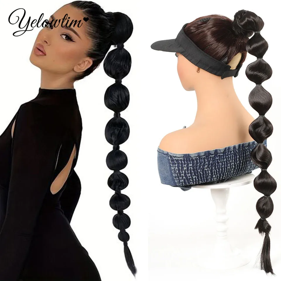 Bubble Ponytail Extension Synthetic Warp Around Ponytail Hair Extensions For Women Lantern Bubble Ponytail Natural Black Brown