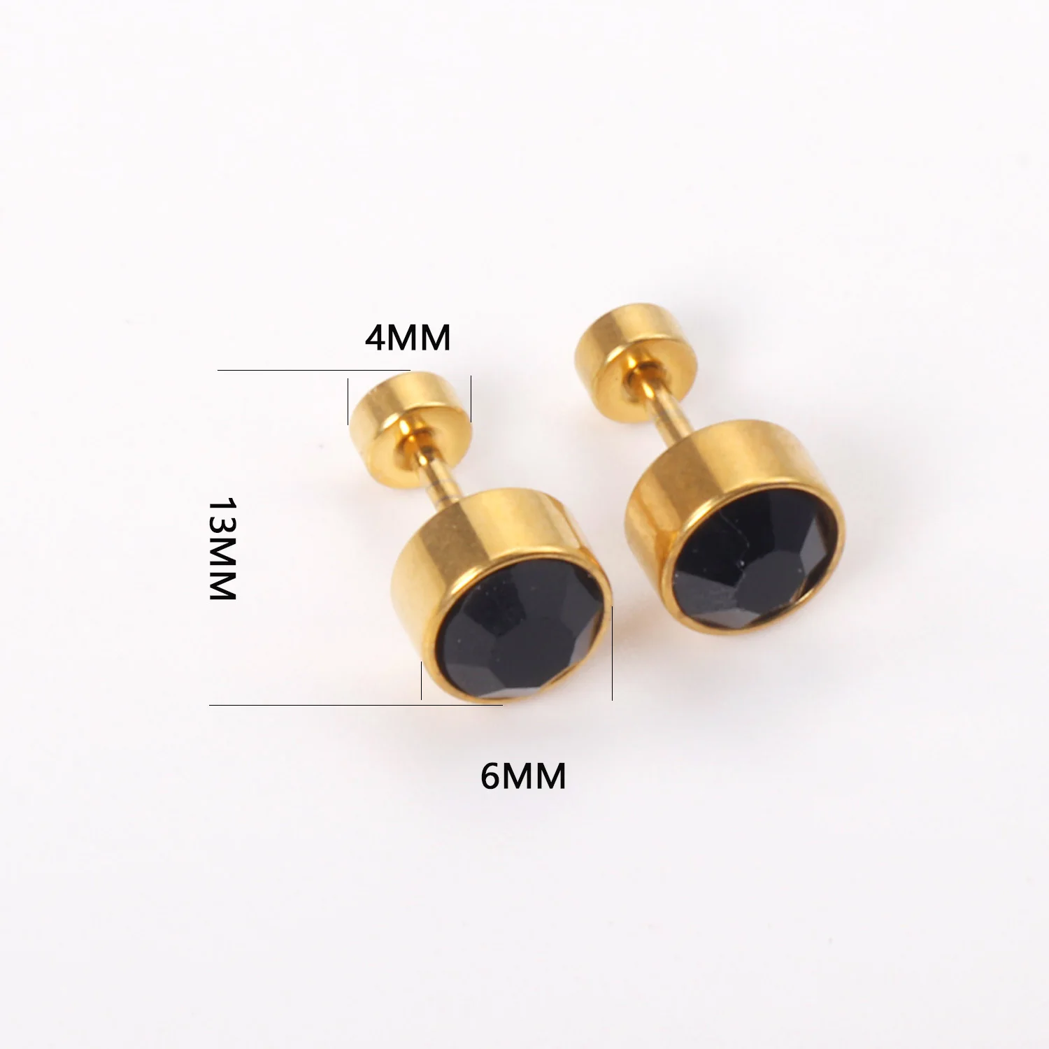 LUXUKISSKIDS 3-6MM Black Cubic Zirconia Studs Earrings For Woman/Man Round Stainless Steel Earrings Jewelry For Daily Wear/