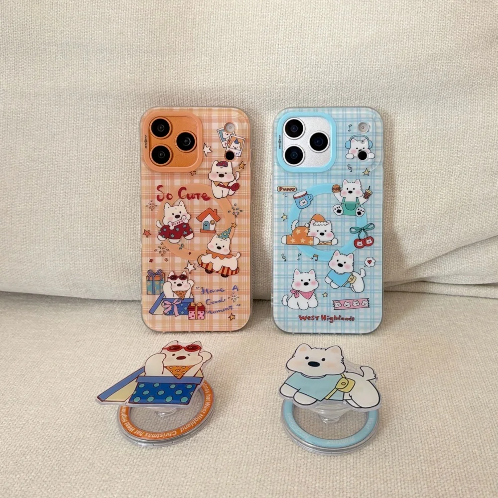 

Cute and trendy puppy for magnetic holder series mobile case, suitable for iPhone 15/16/17ProMax, new shockproof protective case