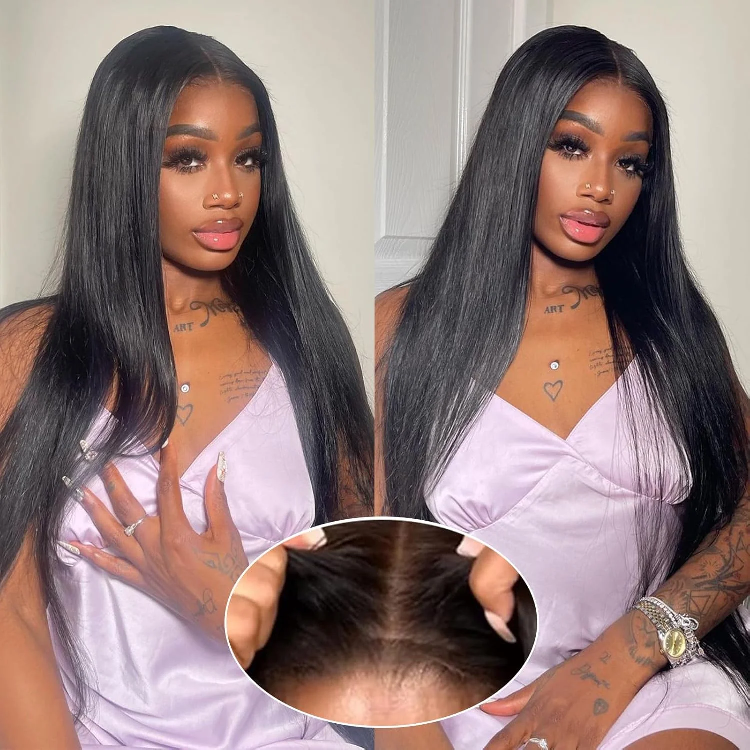 

Vrvogue Hair Glueless Wigs Human Hair Ready To Wear Straight Glueless Preplucked Wear And Go Wigs 6x4 HD Lace Front Wigs Pre Cut Lace