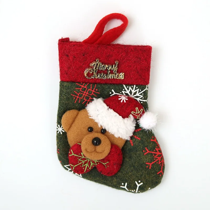 Bas de noël mignons, ornements, père noël, bonhomme de neige, renne, ours, Mini chaussettes de noël suspendues, petit sac cadeau, fête de noël