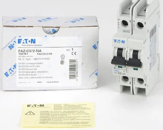 FAZ-C3/1-NA Miniature Circuit Breaker,Current จำกัด,3A, 480Y / 277 VAC / 96 VDC, 2เสา,C Curve,ความร้อนแม่เหล็ก