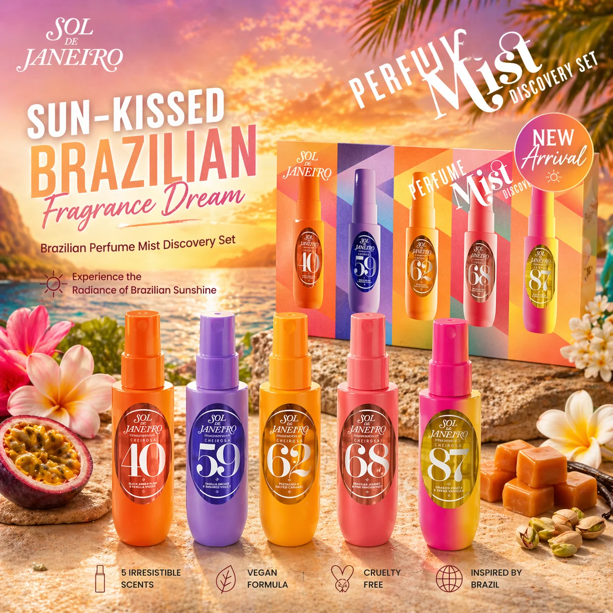 SOL DE JANEIRO Set de Brumas Corporales Sheirosa - 5x30 ml (40, 59, 62, 68, 87) - Set de Descubrimiento de las Icónicas Fragancias