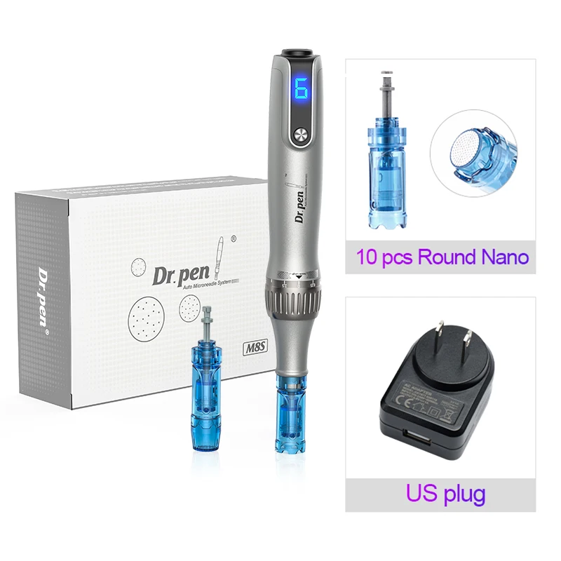 Dr. Pen M 8S Micronaaldling Pen Met 12 Vervangende Cartridges Draadloze Derma Micronaaldle Penset Professionele Huidverzorgingstools