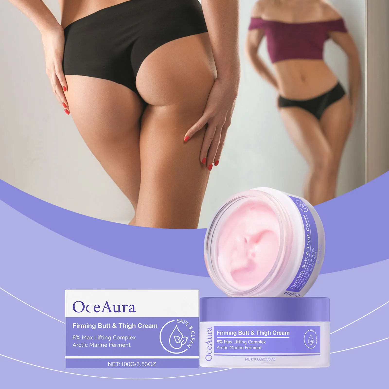 

Oceaura 100 г Лифтинг-крем для бедер Уход за телом Увлажняющий крем для улучшения кривой бедер Гладкая кожа Подтяжка ягодиц Массажный уходный крем