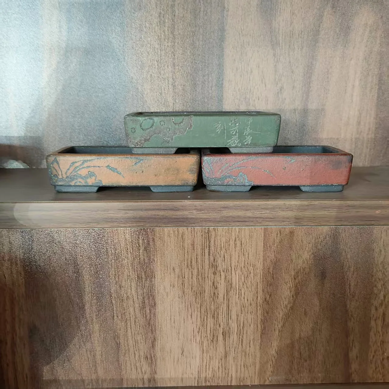 2026 Hot Sale High Quality Hand Craved Rectangle Shape Bonsai Pots