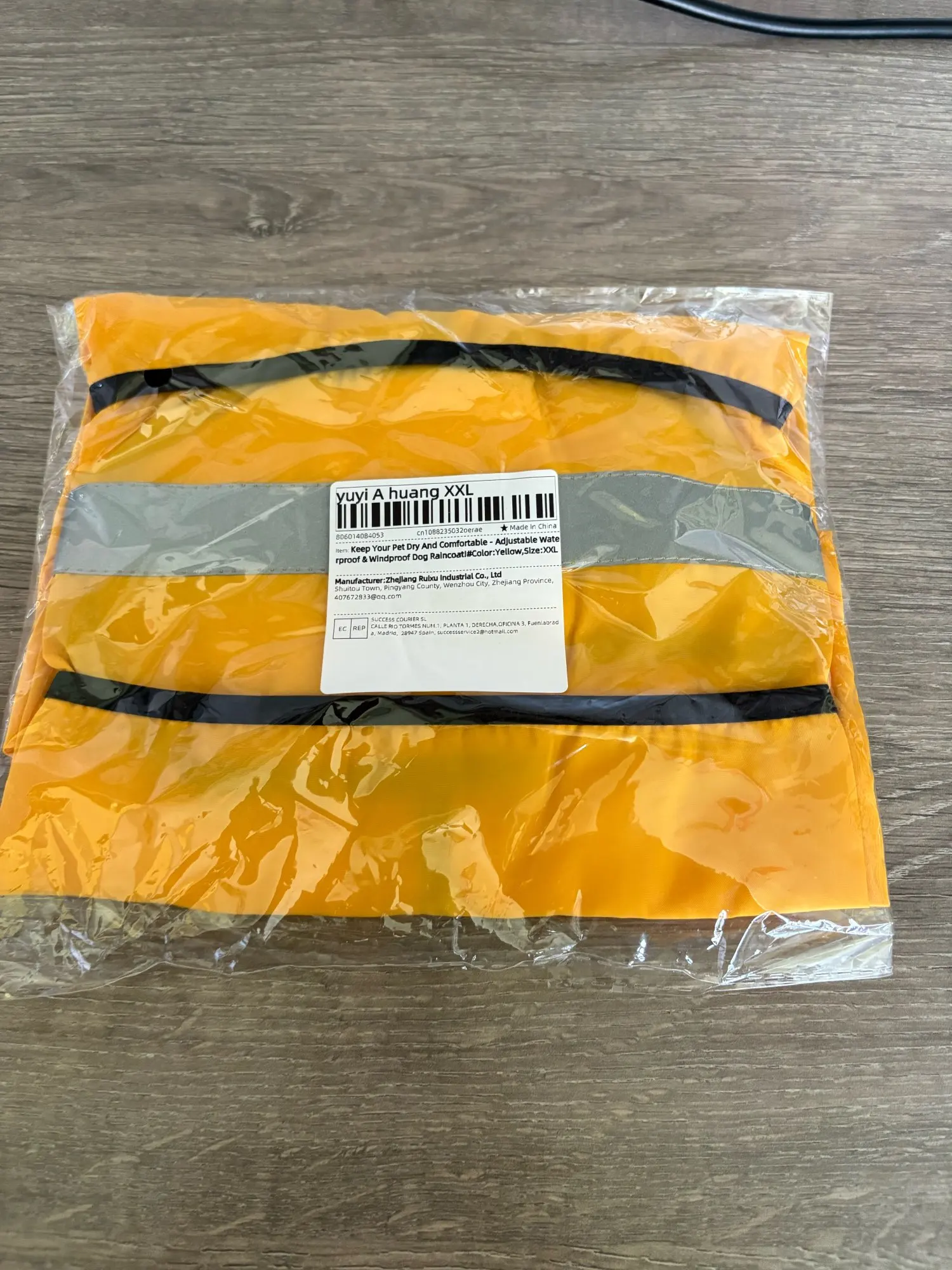 Customer review photo for Waterproof Dog Raincoat — Adjustable, Windproof & Hooded
