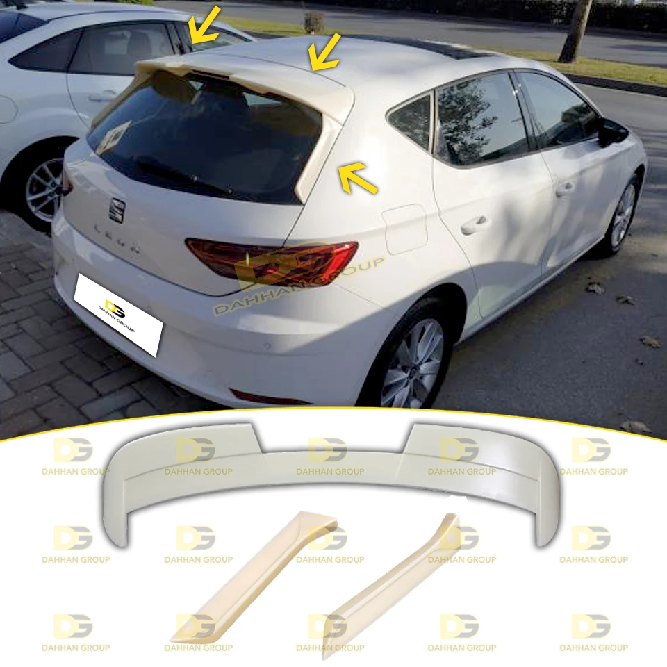 Seat Leon MK3 2012 - 2020 Asa de spoiler traseiro estilo RC com extensões laterais Conjunto de 3 peças de plástico ABS cru ou pintado de alta qualidade