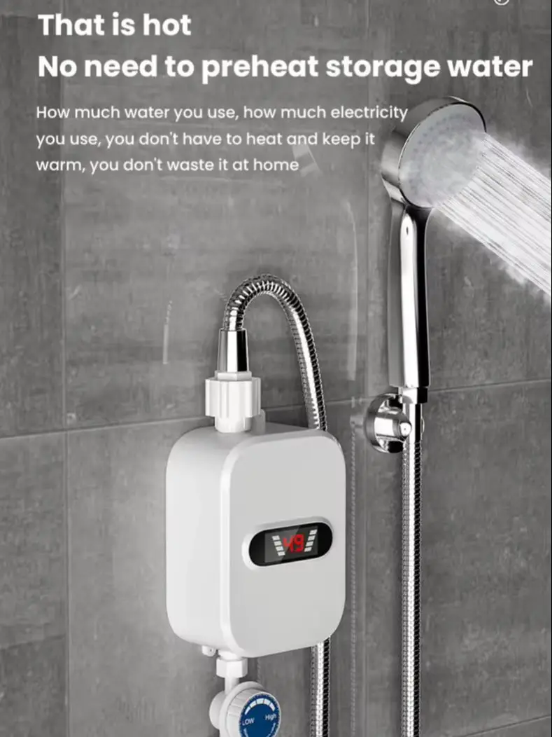 3500W Elektrischer Durchlauferhitzer 220V EU-Stecker Digitalanzeige für Badezimmer, Küche, Bauernhaus, Hotel, Dusche, Heißwasser