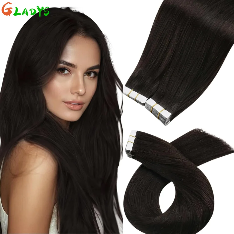 

Natural Black Straight Synthetic Tape In Hair Extension 26 Inch High Temperature Fiber Double Sided Adhesive Tape Hair Extension