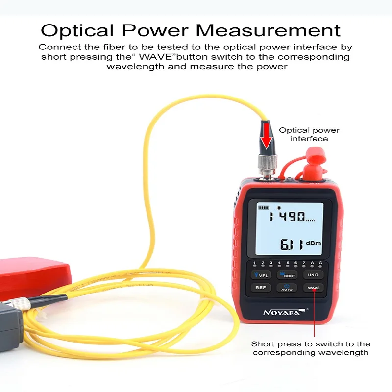 Imagem -05 - Noyafa-medidor de Potência Óptica de Fibra Visual Localizador de Falha Teste de Cabo de Rede Teste Tester Vfl Ref fc sc st Nf-908l60+ 8dbm