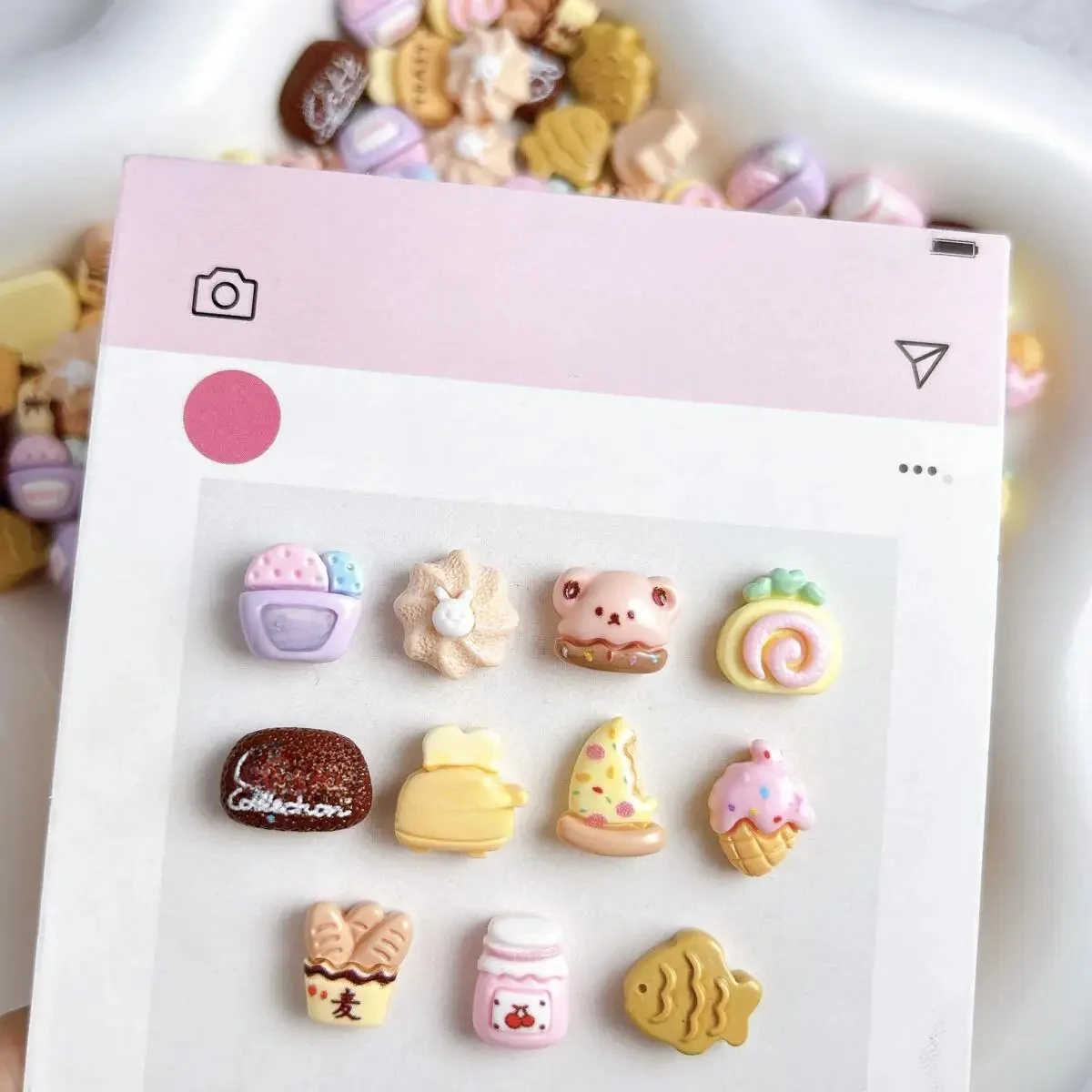 30 pièces Kawaii simulé Pizza poisson Biscuits Nail Art décorations Dopamine couleur crème glacée lait Dessert série ongles breloques bricolage